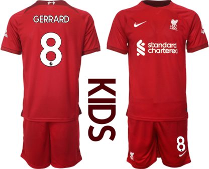 Otroški Nogometni dresi Liverpool Domači 2023 Kratek Rokav + Kratke hlače GERRARD 8