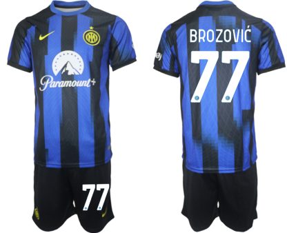 Poceni Moški Nogometni dresi kompleti Inter Milan Domači 2023 2024 Marcelo Brozović 77