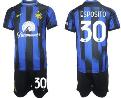 Poceni Moški Nogometni dresi kompleti Inter Milan Domači 2023 2024 Sebastiano Esposito 30