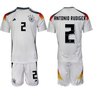 Moški Nogometni dresi kompleti Nemčija Domači Euro 2024 tisk Antonio Rudiger 2