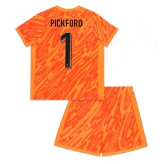 Otroški Nogometni dresi kompleti Anglija Vratar Domači EM 2024 oranžna Jordan Pickford 1