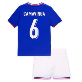 Otroški Nogometni dresi za otroke Francija Domači EM 2024 Eduardo Camavinga 6