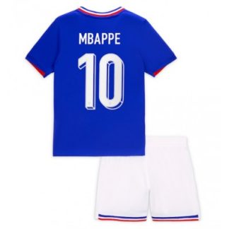 Otroški Nogometni dresi za otroke Francija Domači EM 2024 Kylian Mbappe 10