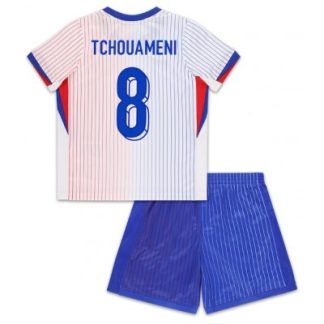 Otroški Nogometni dresi za otroke Francija Gostujoči EM 2024 Aurelien Tchouameni 8