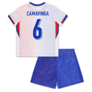 Otroški Nogometni dresi za otroke Francija Gostujoči EM 2024 Eduardo Camavinga 6