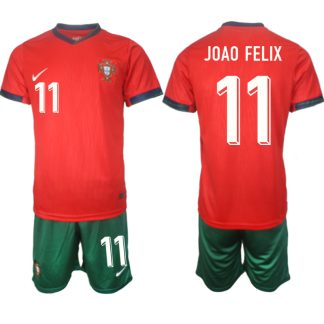 Moški Nogometni dresi Portugalska Domači Euro 2024 rdeča zelena Joao Felix 11