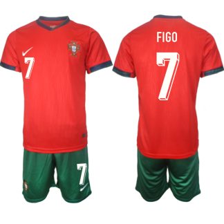 Moški Nogometni dresi Portugalska Domači Euro 2024 rdeča zelena Luis Figo 7