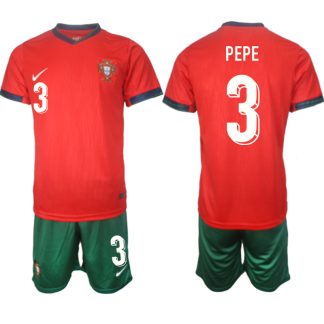 Moški Nogometni dresi Portugalska Domači Euro 2024 rdeča zelena Pepe 3