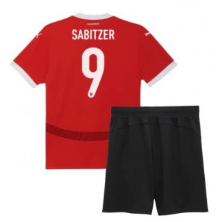 Otroški Nogometni dresi Avstrija Domači EM 2024 rdeča Kratek Rokav + Črna Kratke hlače Marcel Sabitzer 9