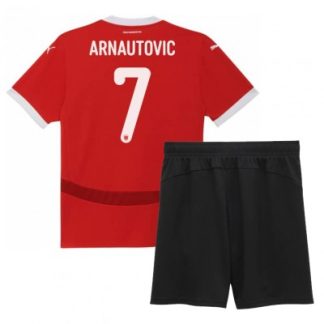 Otroški Nogometni dresi Avstrija Domači EM 2024 rdeča Kratek Rokav + Črna Kratke hlače Marko Arnautovic 7