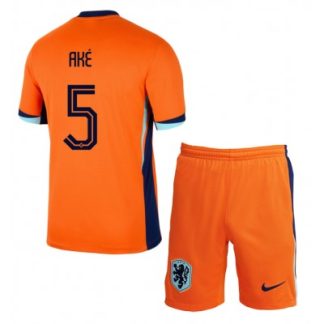 Otroški Nogometni dresi kompleti Nizozemska Domači Euro 2024 oranžna Nathan Ake 5