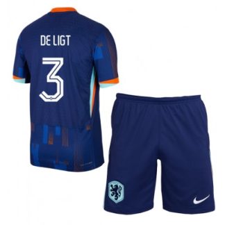 Otroški Nogometni dresi kompleti Nizozemska Gostujoči Euro 2024 Matthijs de Ligt 3