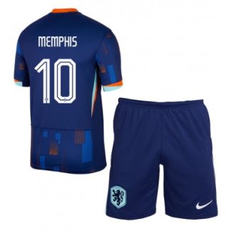 Otroški Nogometni dresi kompleti Nizozemska Gostujoči Euro 2024 Memphis Depay 10