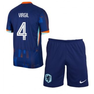 Otroški Nogometni dresi kompleti Nizozemska Gostujoči Euro 2024 Virgil van Dijk 4