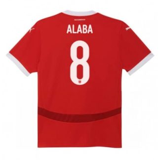 Poceni Moški Nogometni dresi Avstrija Domači Euro 2024 rdeča Kratek Rokav David Alaba 8