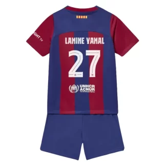Otroški Nogometni dresi Barcelona Domači 2023-24 tisk Lamine Yamal 27