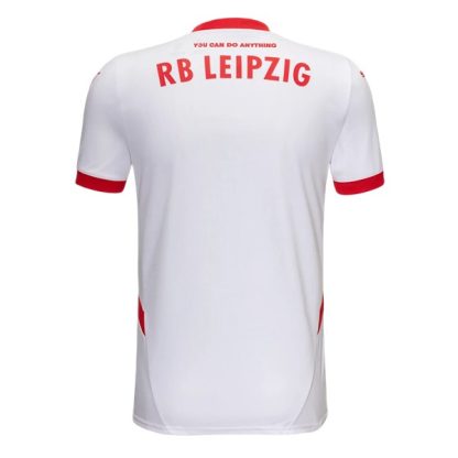 Moški Nogometni dresi RB Leipzig Domači 2024-25 bela rdeča Kurzarm-1