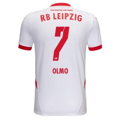 Moški Nogometni dresi RB Leipzig Domači 2024-25 bela rdeča Kurzarm Dani Olmo 7