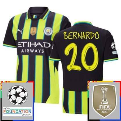 Moški Nogometni dresi Manchester City Gostujoči Champions League With Patch 2024-2025 Bernardo Silva 20