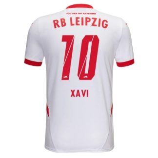 Moški Nogometni dresi RB Leipzig Domači 2024-25 bela rdeča Kurzarm Xavi Simons 10