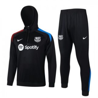 Moški FC Barcelona Hoodie Trening Dresi kompleti 1/4-Zip 2024-25 Črna