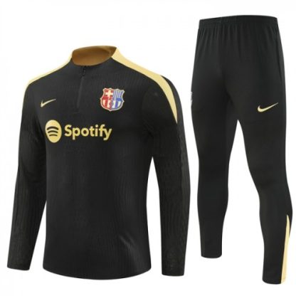 Moški FC Barcelona Sweatshirt Za Trening dresi kompleti 1/4-Zip 2024-25 Črna