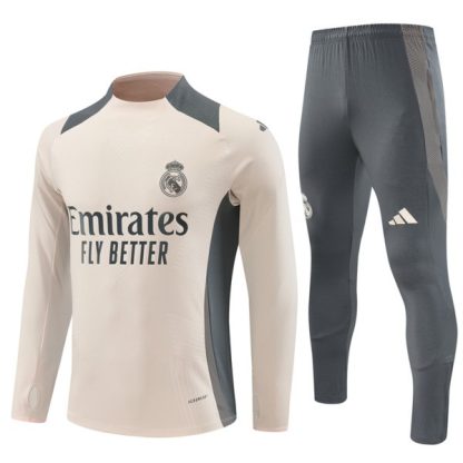 Moški Real Madrid Sweatshirt Za Trening dresi kompleti 1/4 Zip Dragon Beige 2024-25