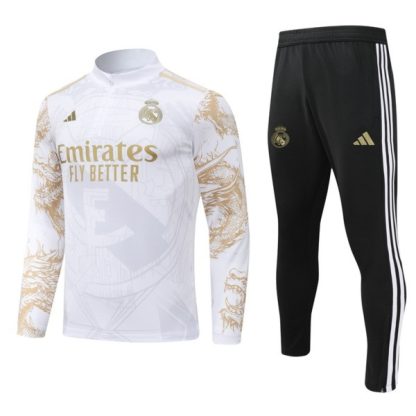 Moški Real Madrid Sweatshirt Za Trening dresi kompleti 1/4 Zip Dragon Gold