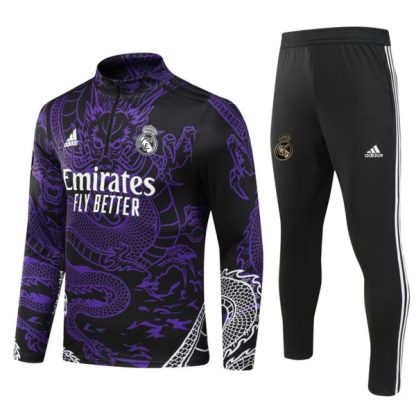 Moški Real Madrid Sweatshirt Za Trening dresi kompleti 1/4 Zip Dragon Purple