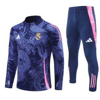 Moški Real Madrid Sweatshirt Za Trening dresi kompleti 1/4 Zip Modra