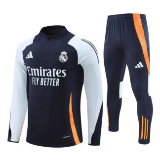 Moški Real Madrid Sweatshirt Za Trening dresi kompleti 1/4 Zip Modra bela