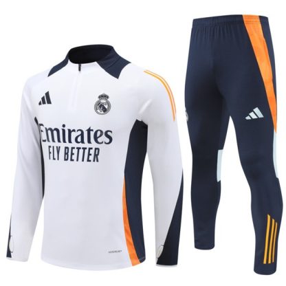 Otroški Real Madrid Sweatshirt Za Trening dresi kompleti 1/4 Zip Bela