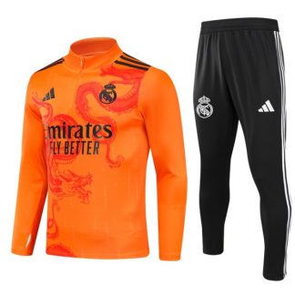 Otroški Real Madrid Sweatshirt Za Trening dresi kompleti 1/4 Zip Dragon Oranžna 2024-25