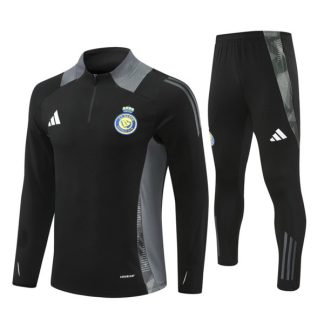 Moški Al Nassr FC Sweatshirt Za Trening dresi kompleti 1/4 Zip črna siva 2024-25