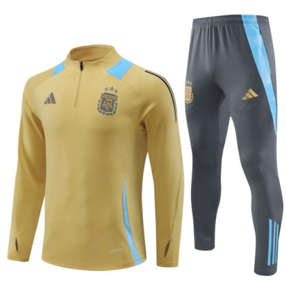 Moški Argentina Sweatshirt Za Trening dresi kompleti 1/4 Zip zlato 2024-2025