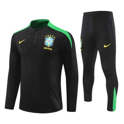 Moški Brazilija Sweatshirt Za Trening dresi kompleti 1/4 Zip Črna 2024-25