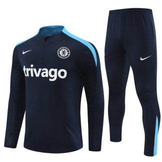 Moški Chelsea Sweatshirt Za Trening dresi kompleti 1/4 Zip Črno modra 2024-2025