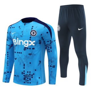 Moški Chelsea Sweatshirt Za Trening dresi kompleti 1/4 Zip Modra 2024-25