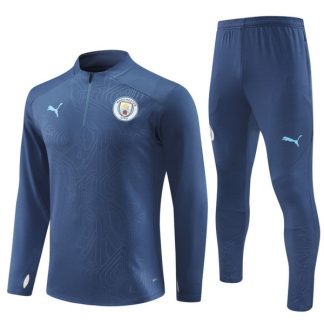 Moški Manchester City Sweatshirt Za Trening dresi kompleti 1/4 Zip 2024-25 Mornarsko modra