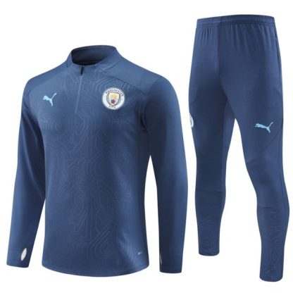 Moški Manchester City Sweatshirt Za Trening dresi kompleti 1/4 Zip 2024-25 Mornarsko modra