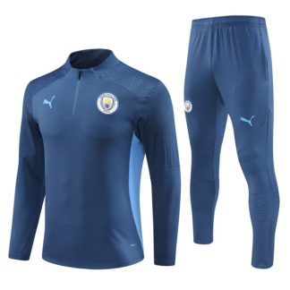 Moški Manchester City Sweatshirt Za Trening dresi kompleti 1/4 Zip Modra 2024-25