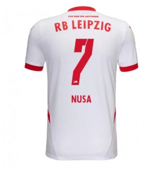 Moški Nogometni dresi RB Leipzig Domači 2024-25 bela rdeča Kurzarm Antonio Nusa 7