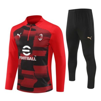 Otroški AC Milan Sweatshirt Za Trening dresi kompleti 1/4 Zip Rdeča 2024-2025