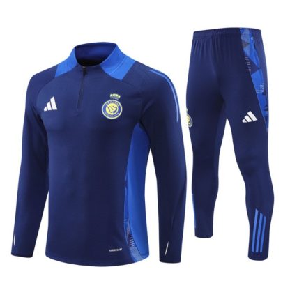 Otroški Al Nassr FC Sweatshirt Za Trening dresi kompleti 1/4 Zip modra 2024-25