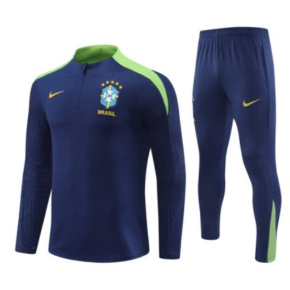 Otroški Brazilija Sweatshirt Za Trening dresi kompleti 1/4 Zip Mornarsko modra 2024-25