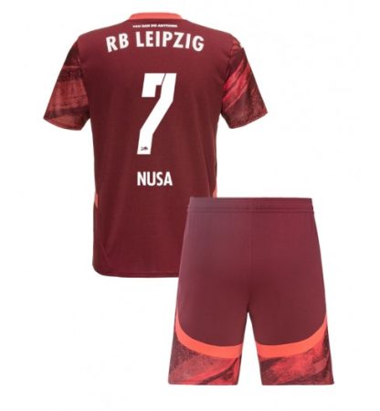 Otroški Nogometni dresi za nogomet RB Leipzig Gostujoči 2024-2025 rdeča Antonio Nusa 7