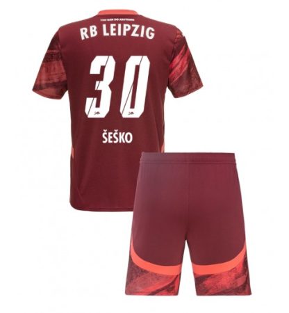 Otroški Nogometni dresi za nogomet RB Leipzig Gostujoči 2024-2025 rdeča Benjamin Sesko 30