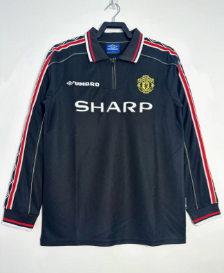 Moški Retro Nogometni dresi Manchester United črna 1998 Dolgi Rokav