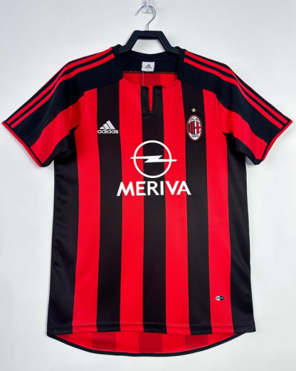 Poceni Retro Nogometni dresi AC Milan Domači 2003-04 rdeča črna Kratek Rokav