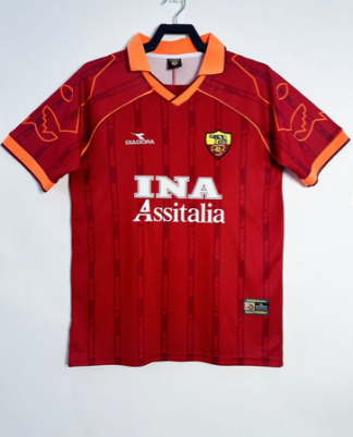 Poceni Retro Nogometni dresi AS Roma Domači 1999-00 rdeča Kratek Rokav